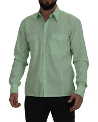 Dolce & Gabbana Mint Green Long Sleeves Button Down Shirt - IT42 | XL - Shirts