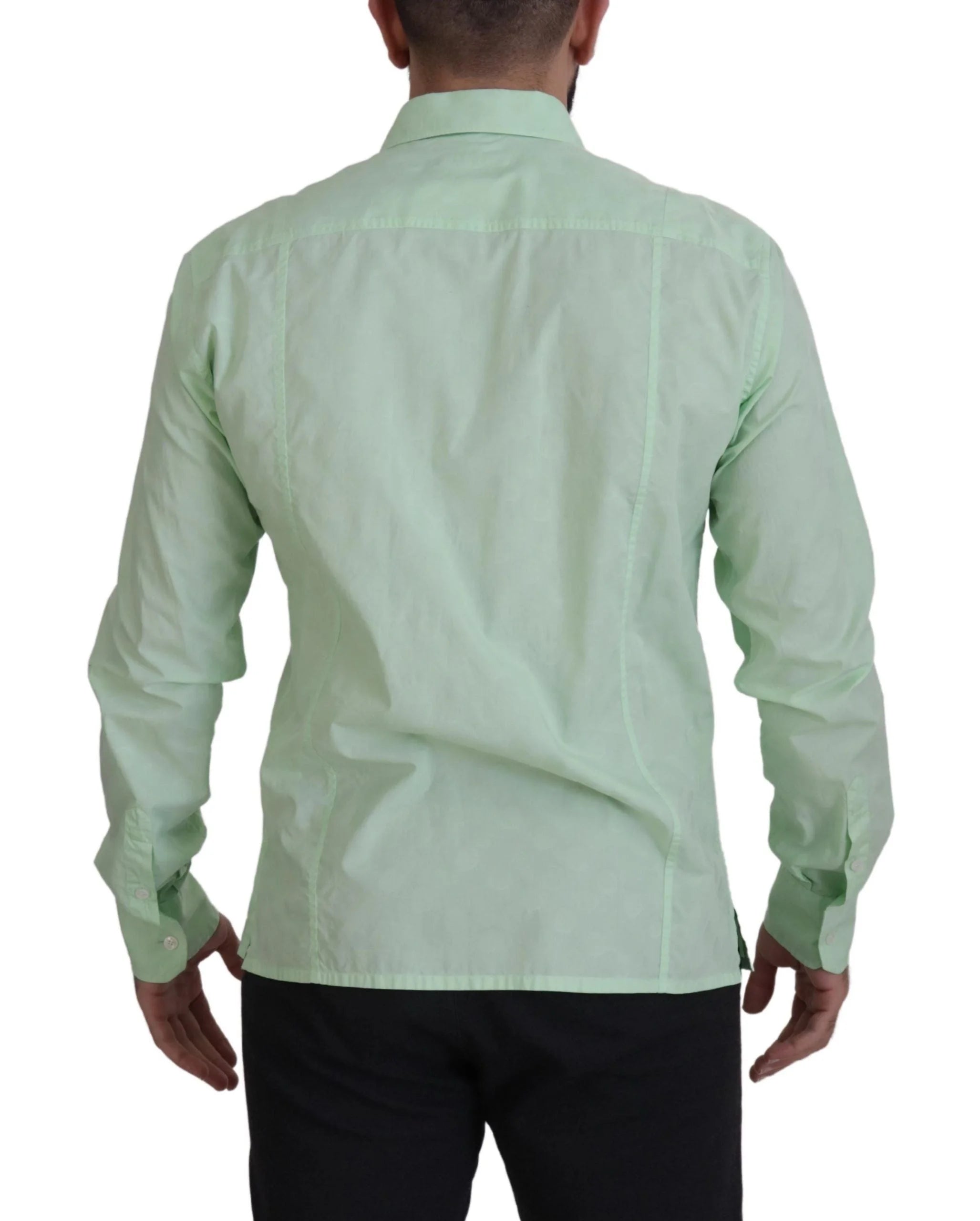 Dolce & Gabbana Mint Green Long Sleeves Button Down Shirt - IT42 | XL - Shirts
