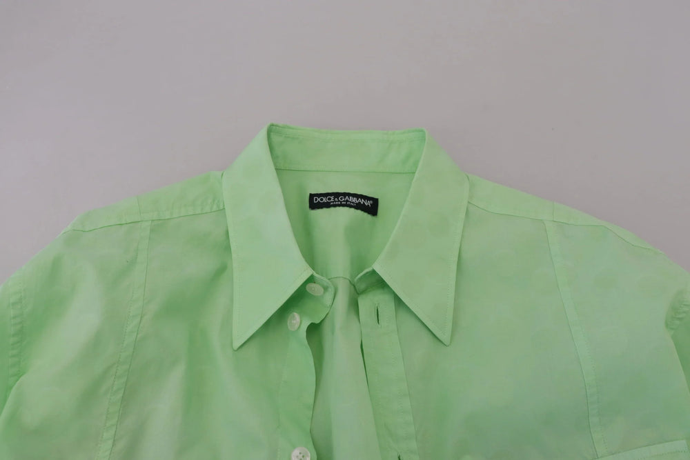 Dolce & Gabbana Mint Green Long Sleeves Button Down Shirt - IT42 | XL - Shirts