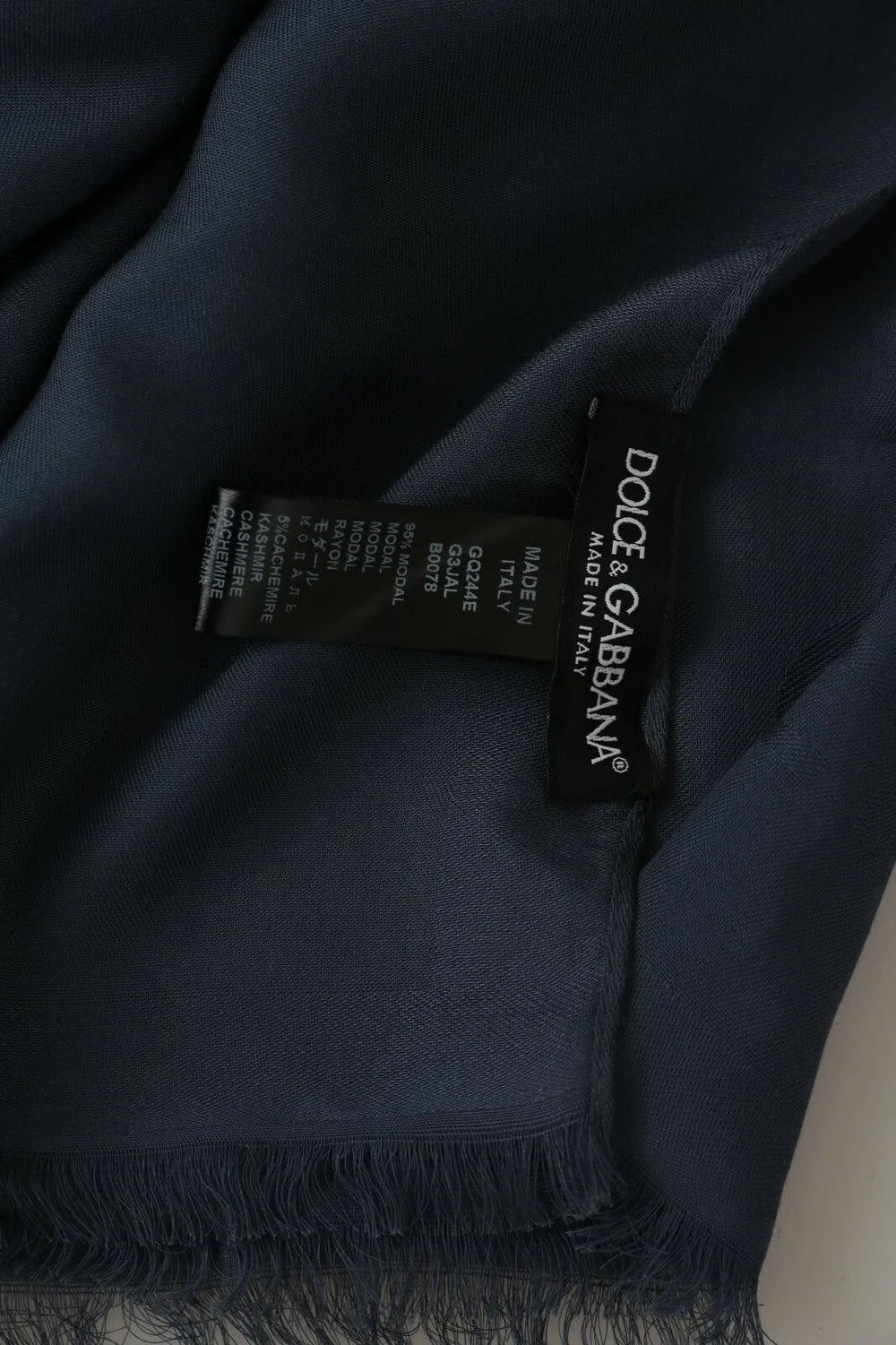 Dolce & Gabbana Modal Navy Blue Neck Wrap Men Shawl Scarf