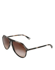 Dolce & Gabbana Modified Aviator Striped Brown Acetate Gradient Sunglasses - Sunglasses