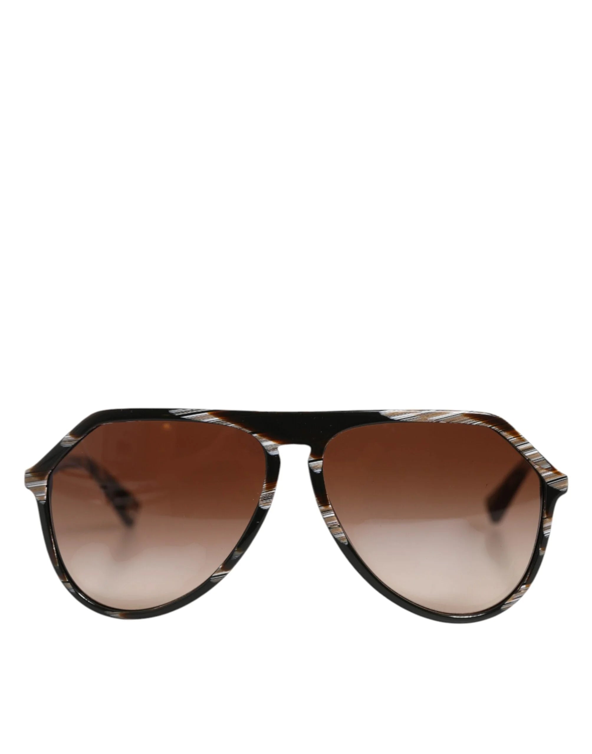 Dolce & Gabbana Modified Aviator Striped Brown Acetate Gradient Sunglasses - Sunglasses