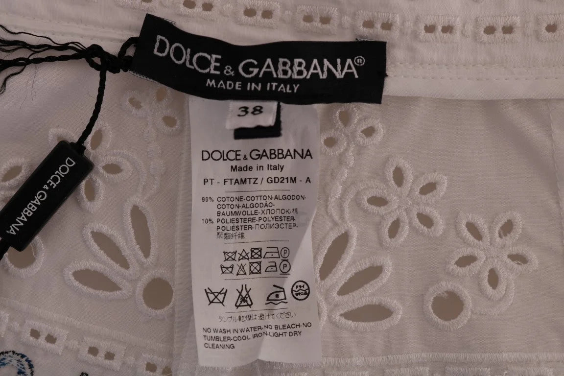 Dolce & Gabbana Mulicolor Majolica Cutout Capri Pants - Trousers