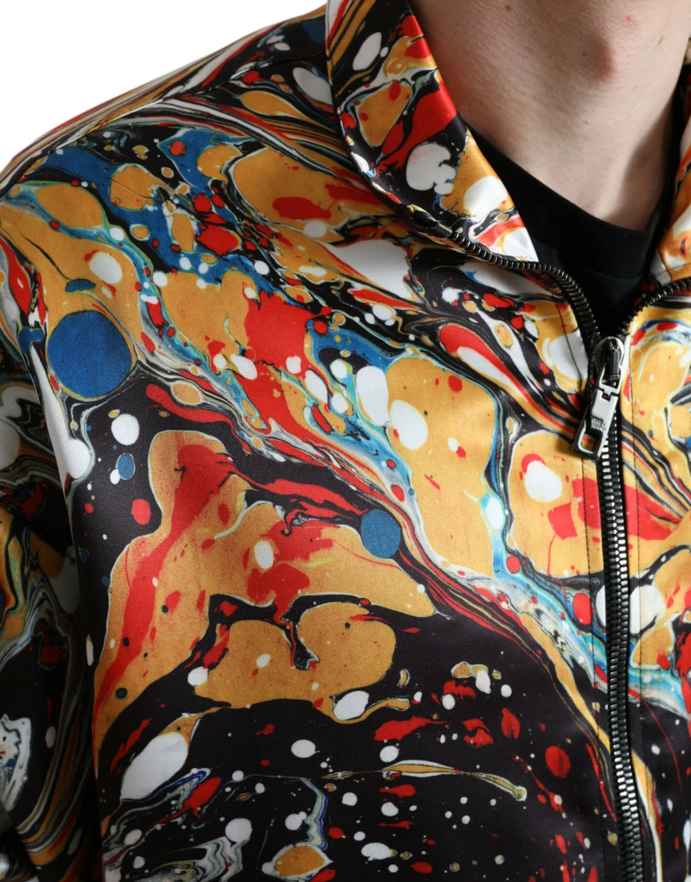 Dolce & Gabbana Multicolor Abstract Polyester Bomber Jacket - IT50 | L - Bomber Jackets