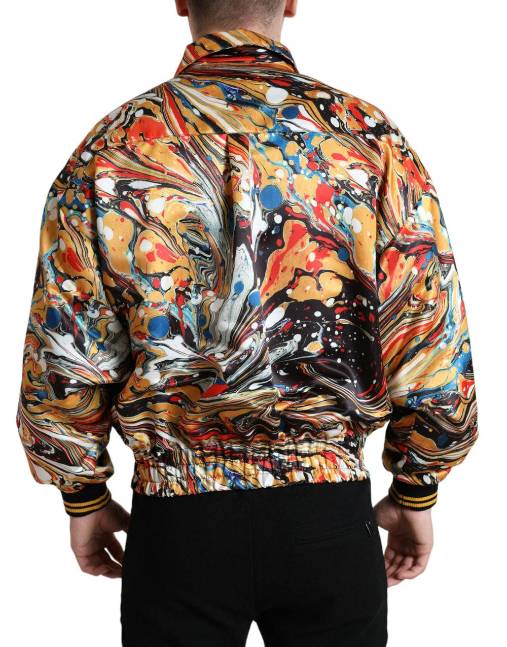 Dolce & Gabbana Multicolor Abstract Polyester Bomber Jacket - IT50 | L - Bomber Jackets