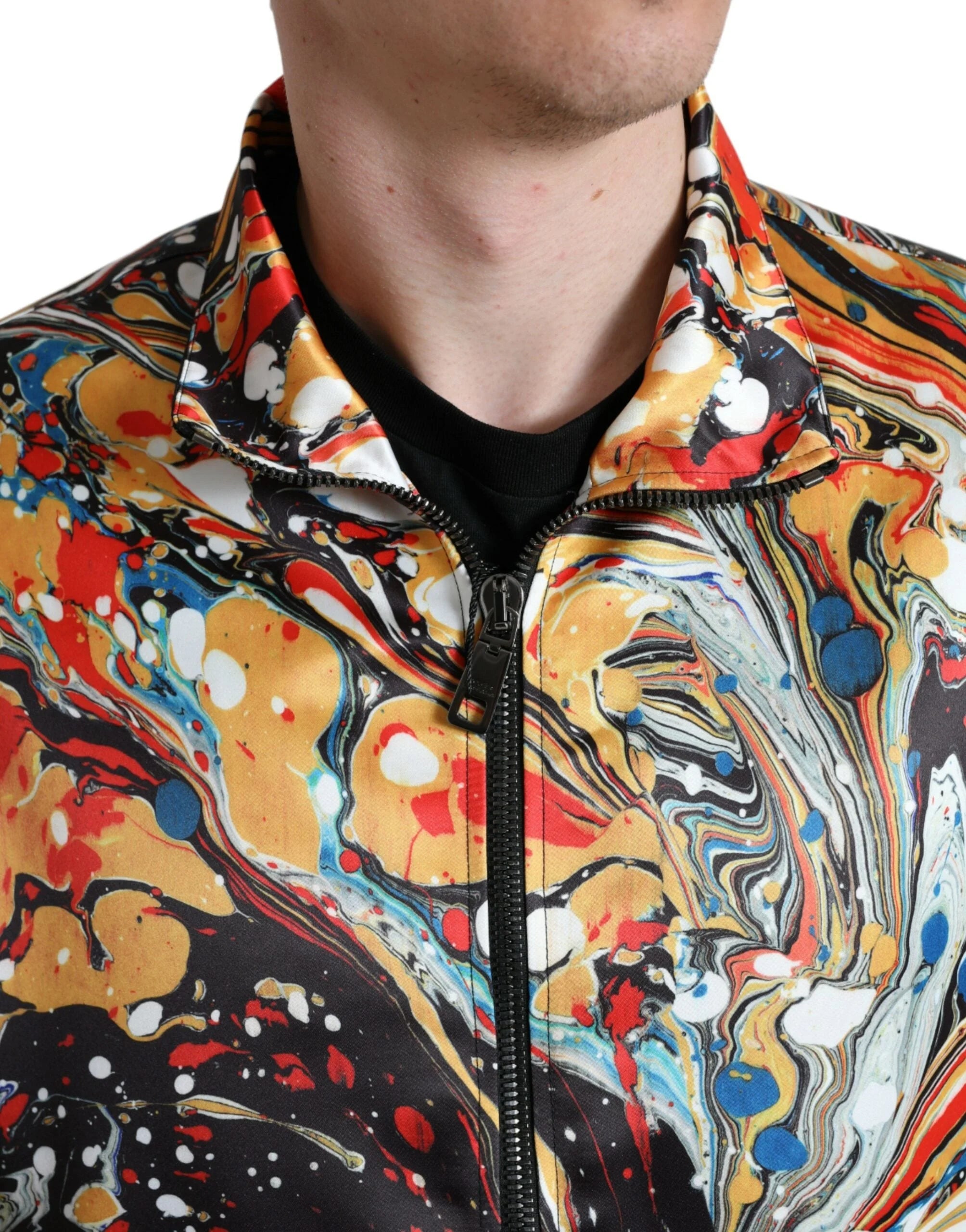 Dolce & Gabbana Multicolor Abstract Polyester Bomber Jacket - IT50 | L - Bomber Jackets