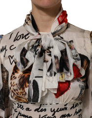 Dolce & Gabbana Multicolor Animal Print Silk Ascot Maxi Dress - IT40|S