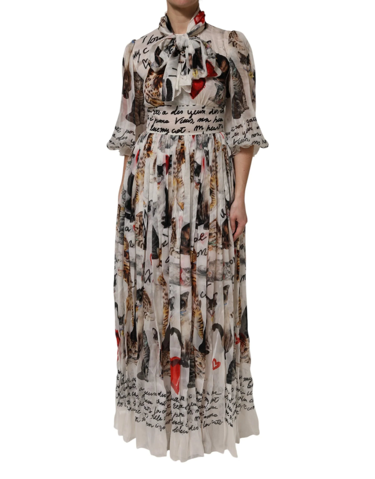 Dolce & Gabbana Multicolor Animal Print Silk Ascot Maxi Dress - IT40|S