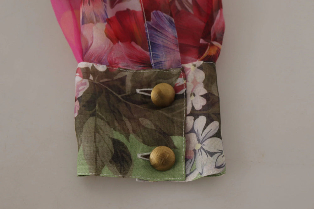 Dolce & Gabbana Multicolor Ascot Collar Patchwork Blouse Top - IT42|M - Blouses