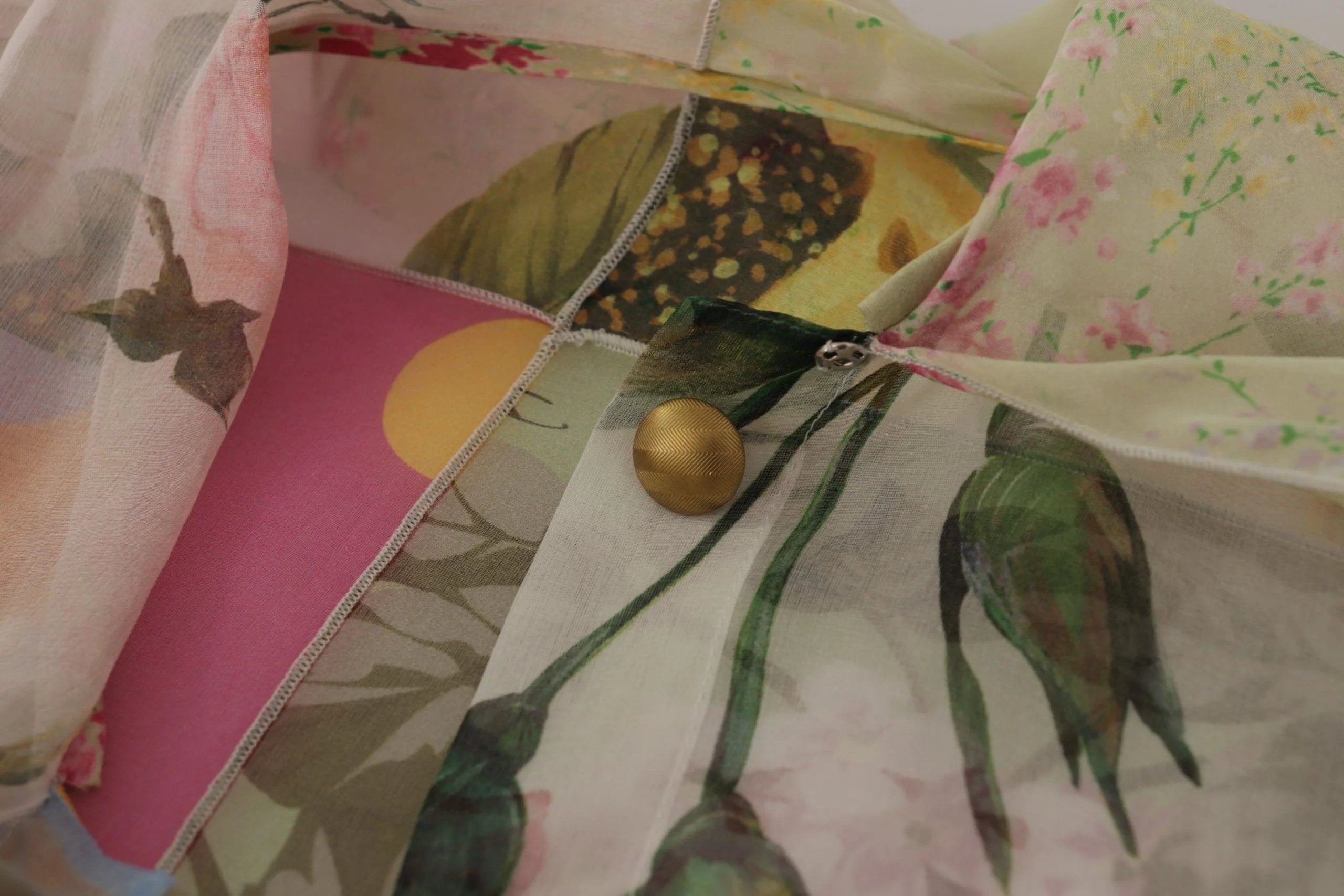 Dolce & Gabbana Multicolor Ascot Collar Patchwork Blouse Top - IT42|M - Blouses