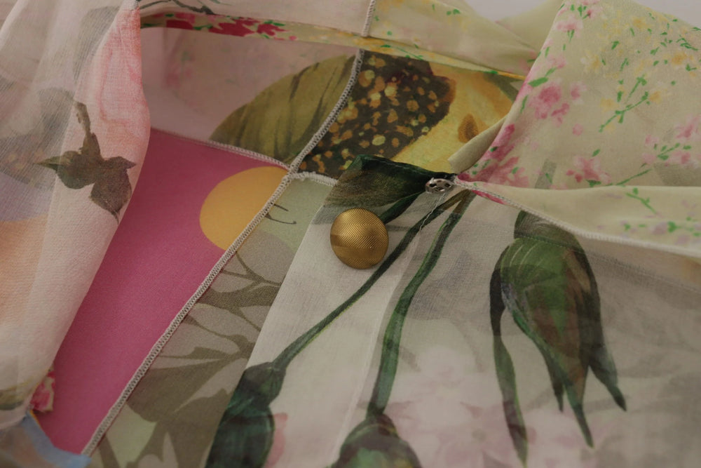 Dolce & Gabbana Multicolor Ascot Collar Patchwork Blouse Top - IT42|M - Blouses