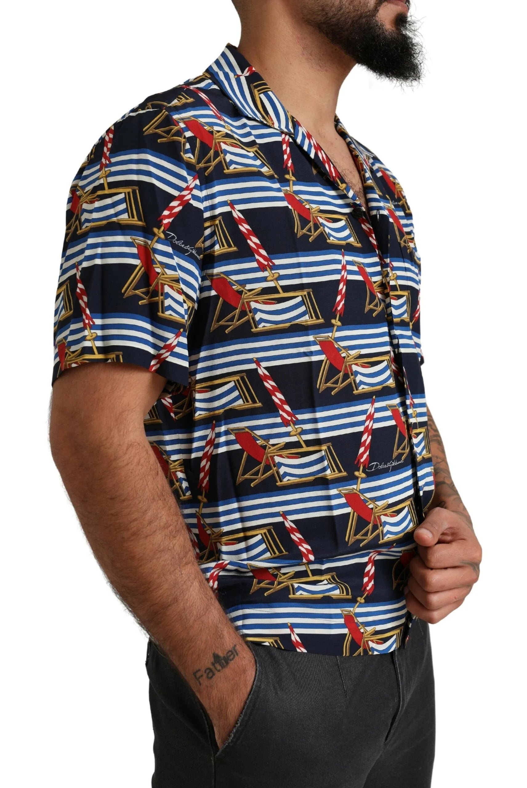 Dolce & Gabbana Multicolor Beach Chair Short Sleeves Shirt - Shirts