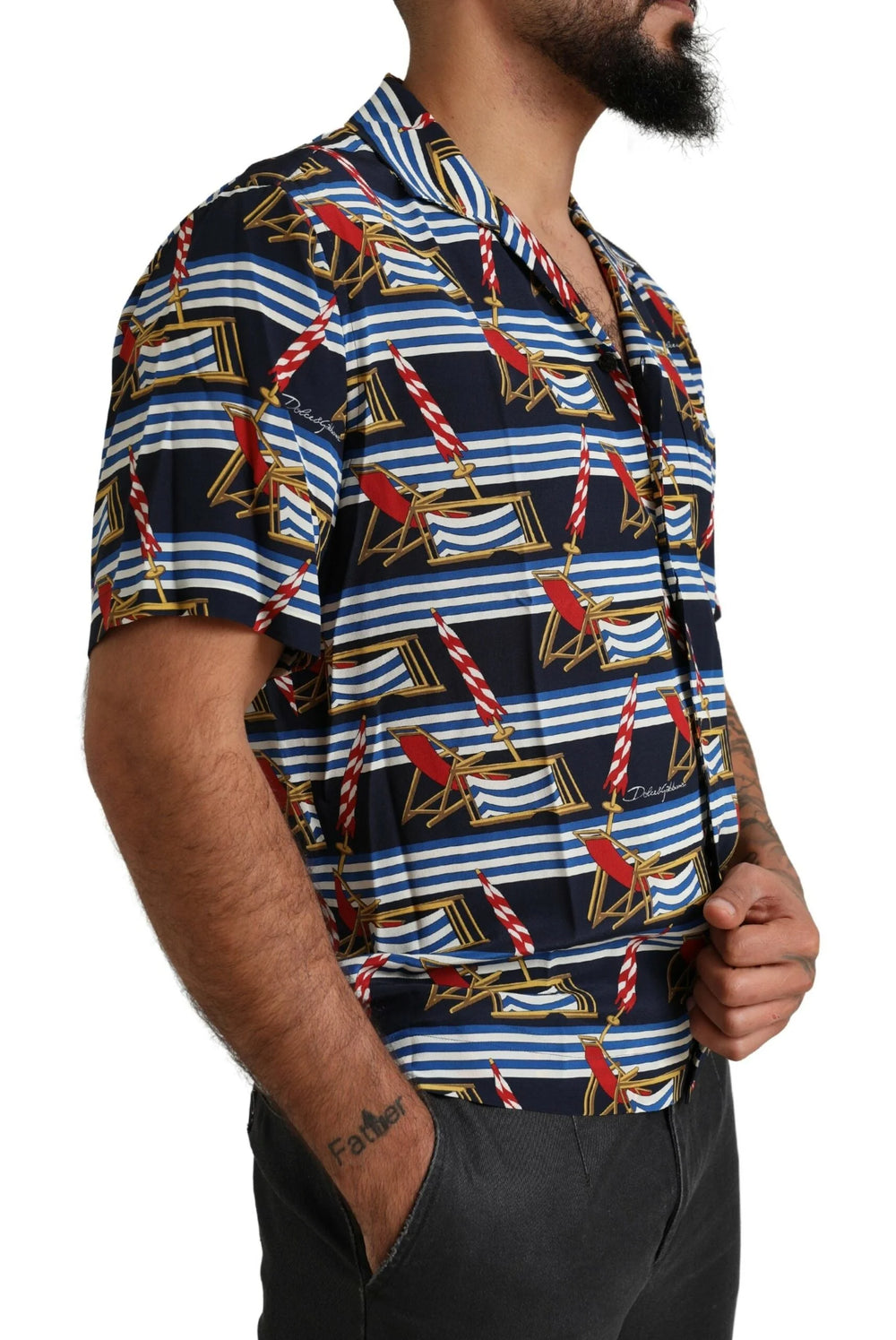 Dolce & Gabbana Multicolor Beach Chair Short Sleeves Shirt - Shirts