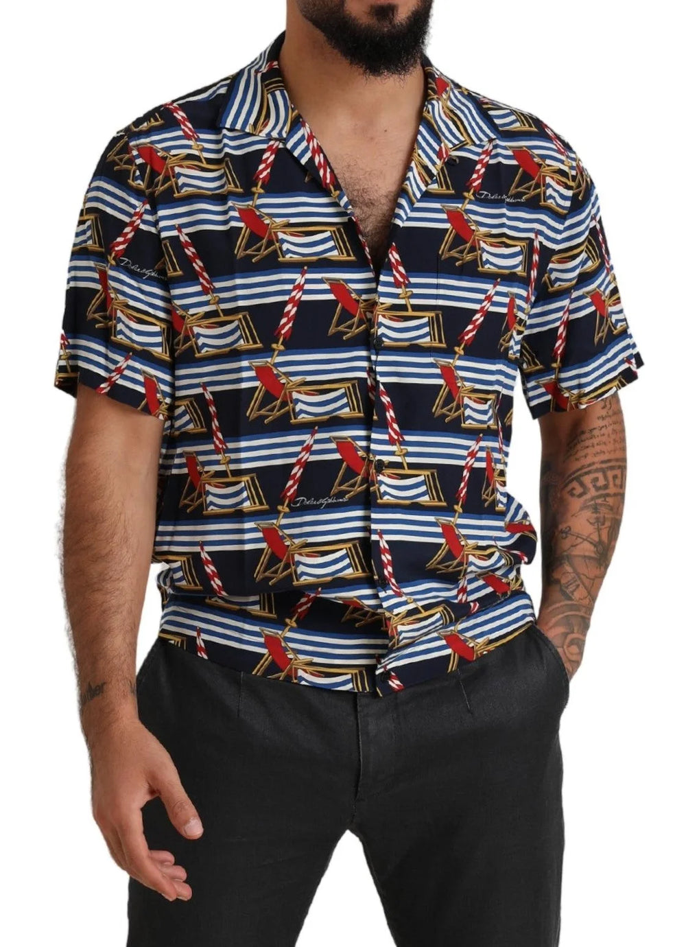 Dolce & Gabbana Multicolor Beach Chair Short Sleeves Shirt - Shirts