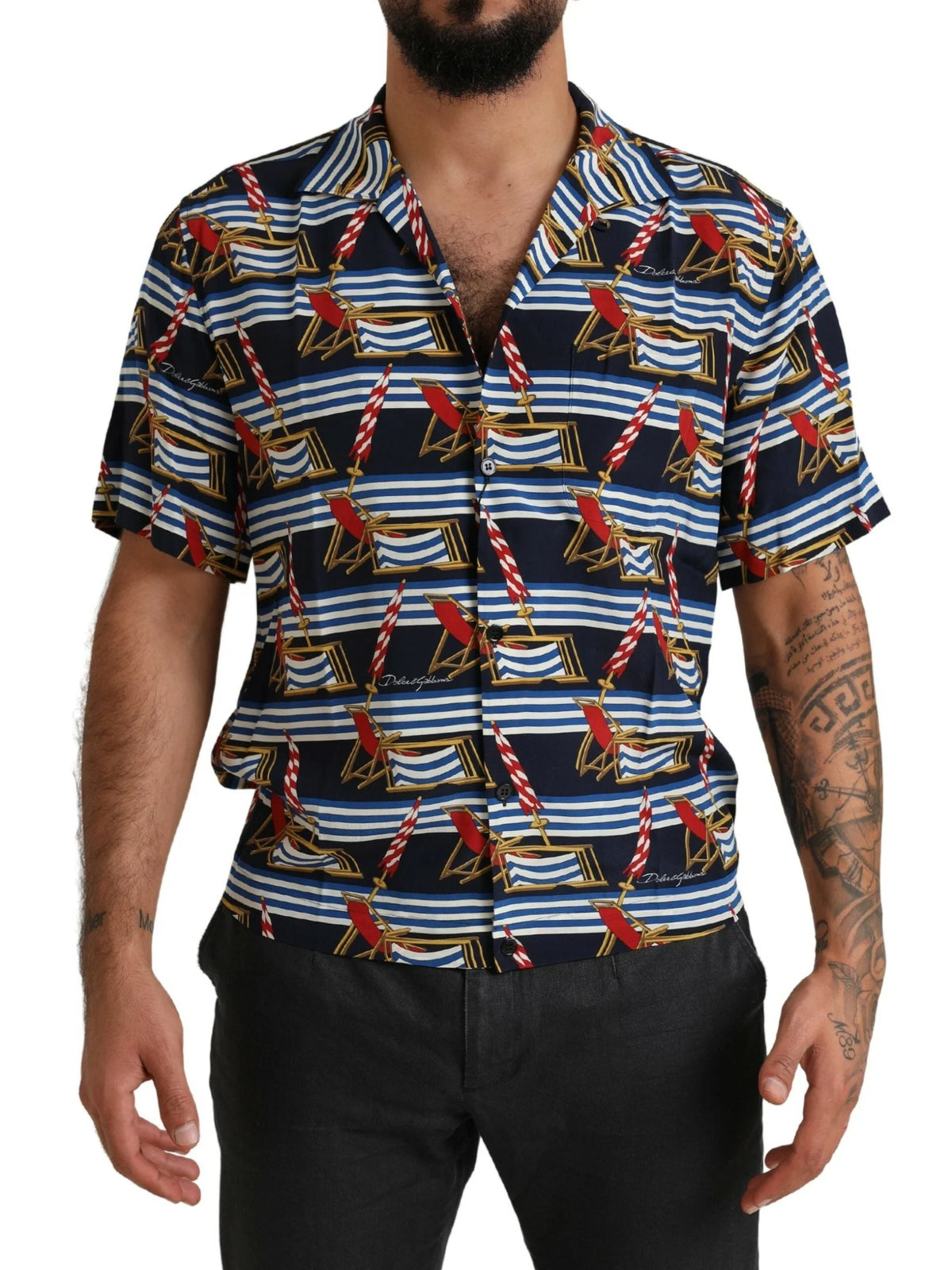 Dolce & Gabbana Multicolor Beach Chair Short Sleeves Shirt - Shirts