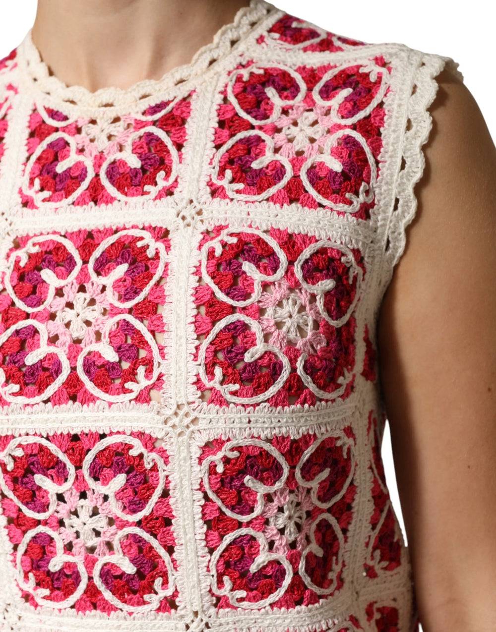 Dolce & Gabbana Multicolor Brick Stitched Crochet Mini Dress - IT38 | XS