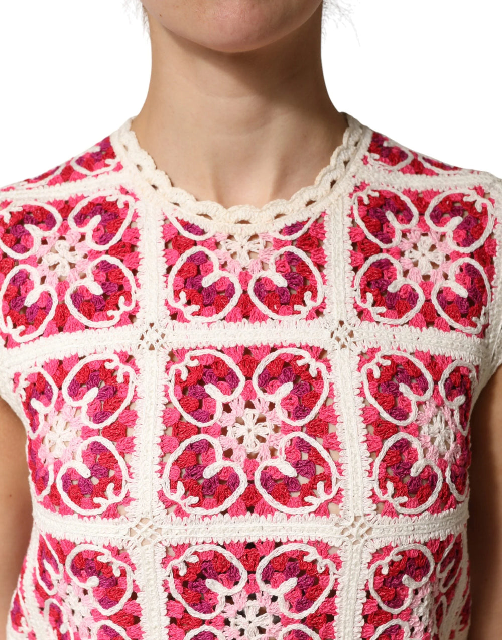 Dolce & Gabbana Multicolor Brick Stitched Crochet Mini Dress - IT38 | XS