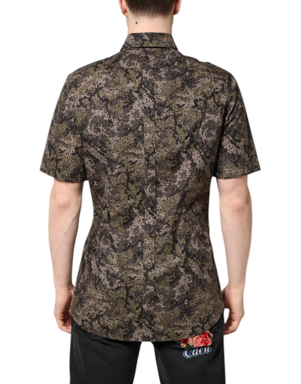 Dolce & Gabbana Multicolor Camouflage Button Down GOLD Shirt - Shirts