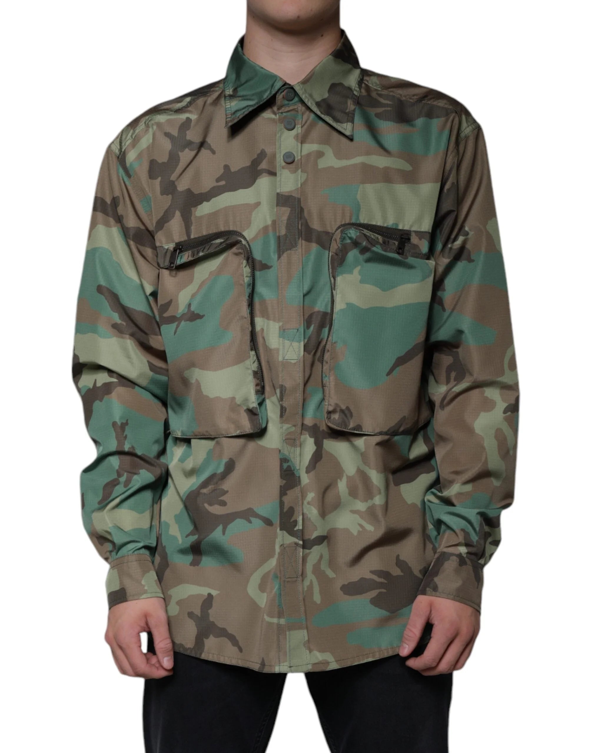 Dolce & Gabbana Multicolor Camouflage Button Down Shirt - Shirts