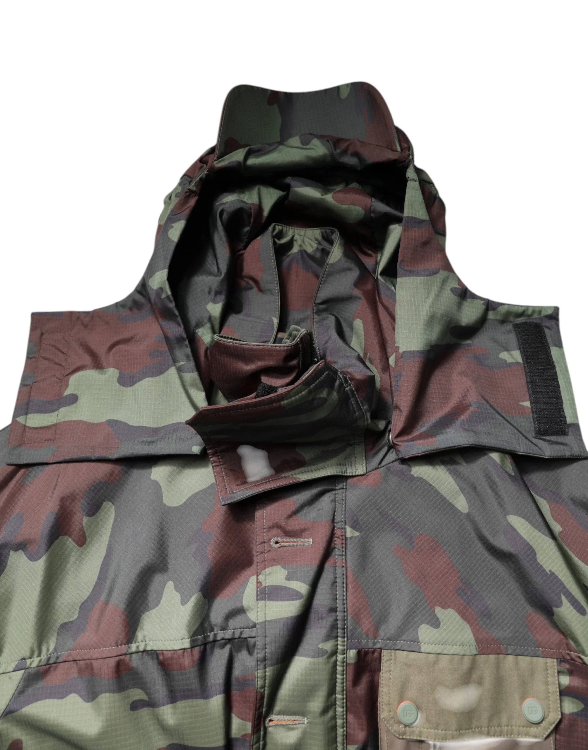 Dolce & Gabbana Multicolor Camouflage Button Hooded Jacket - IT54 | XL - Windbreakers