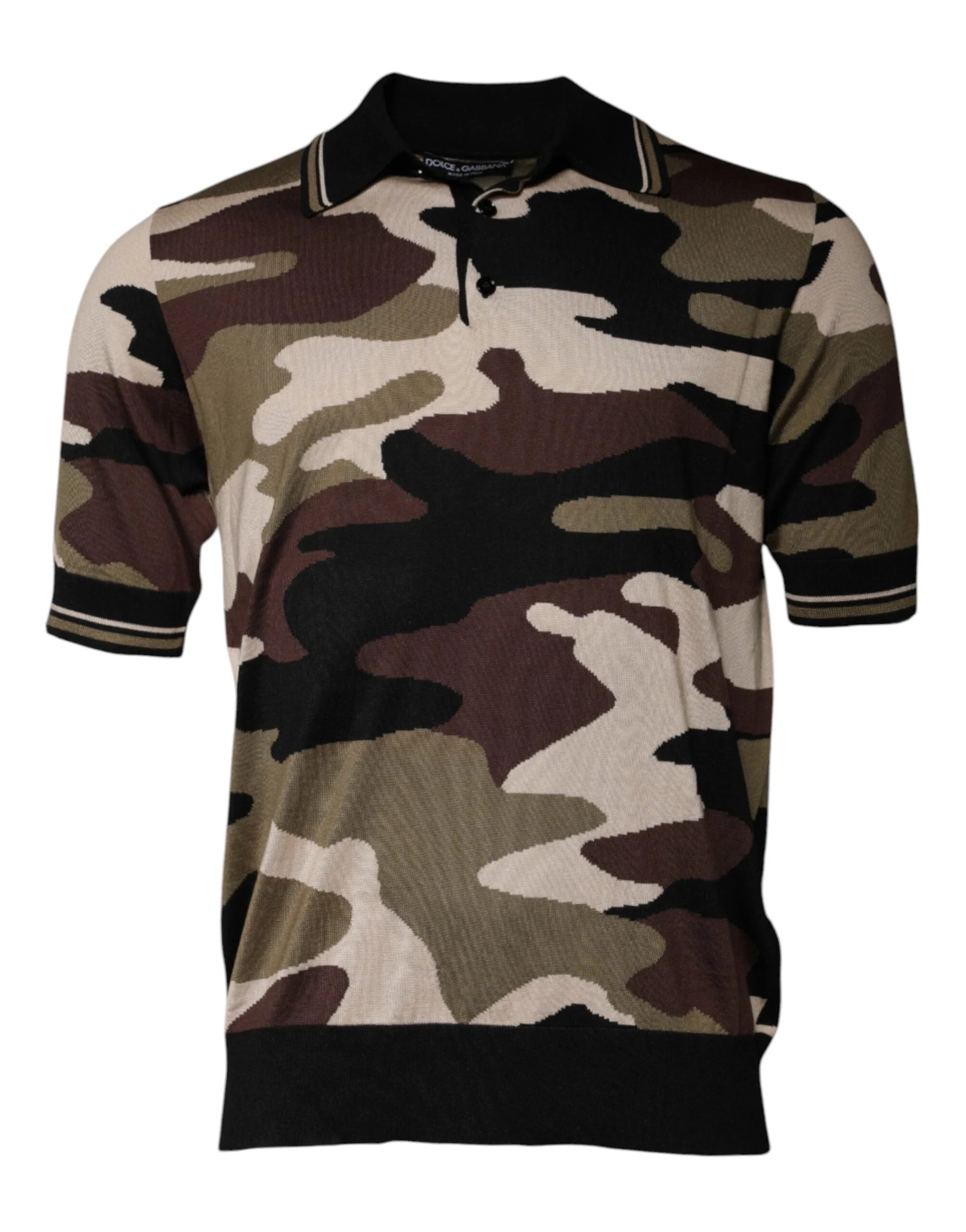 Dolce & Gabbana Multicolor Camouflage Collared Polo T-shirt - IT50 | L - Polos