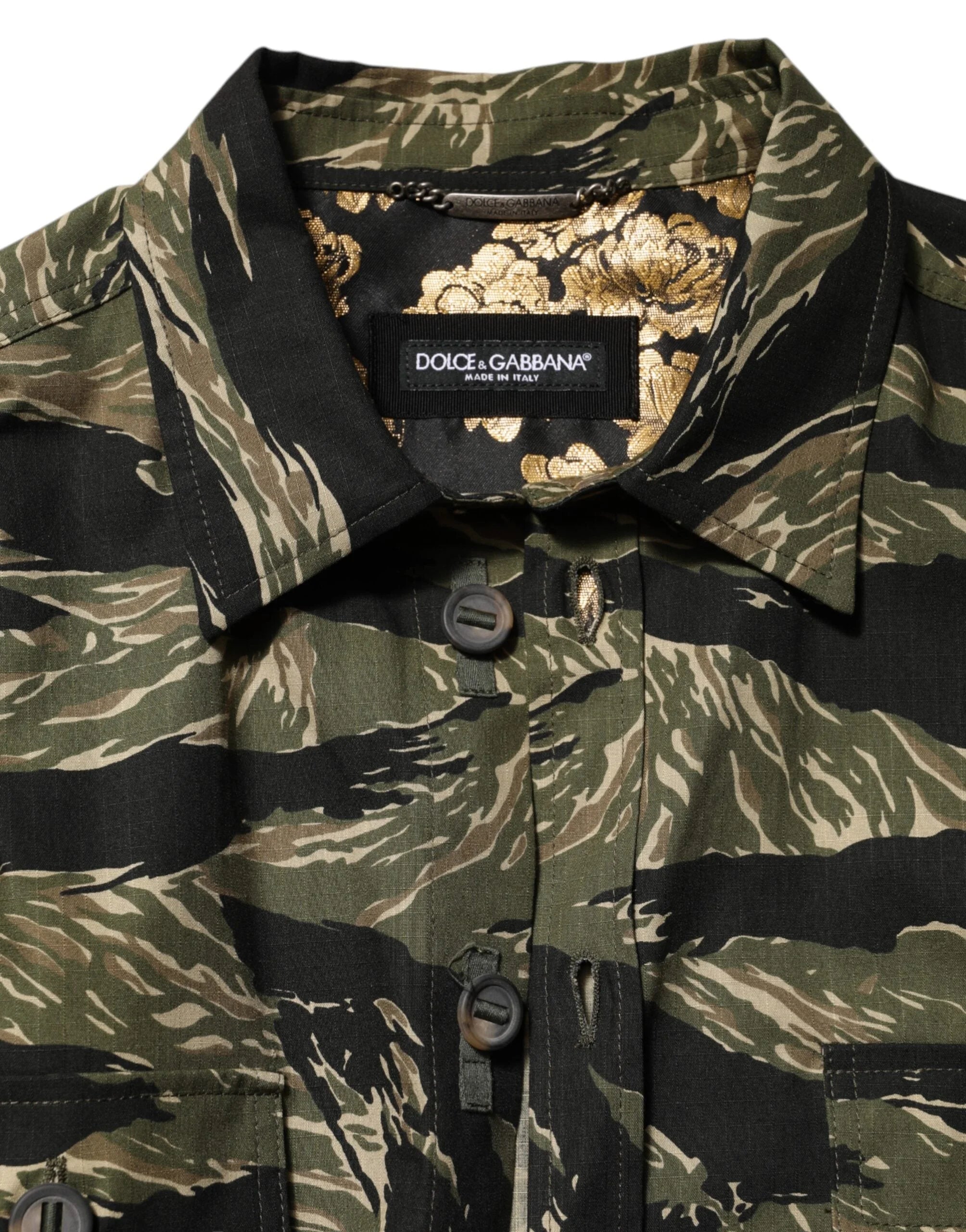 Dolce & Gabbana Multicolor Camouflage Cotton Casual Shirt - IT54 | XL - Shirts