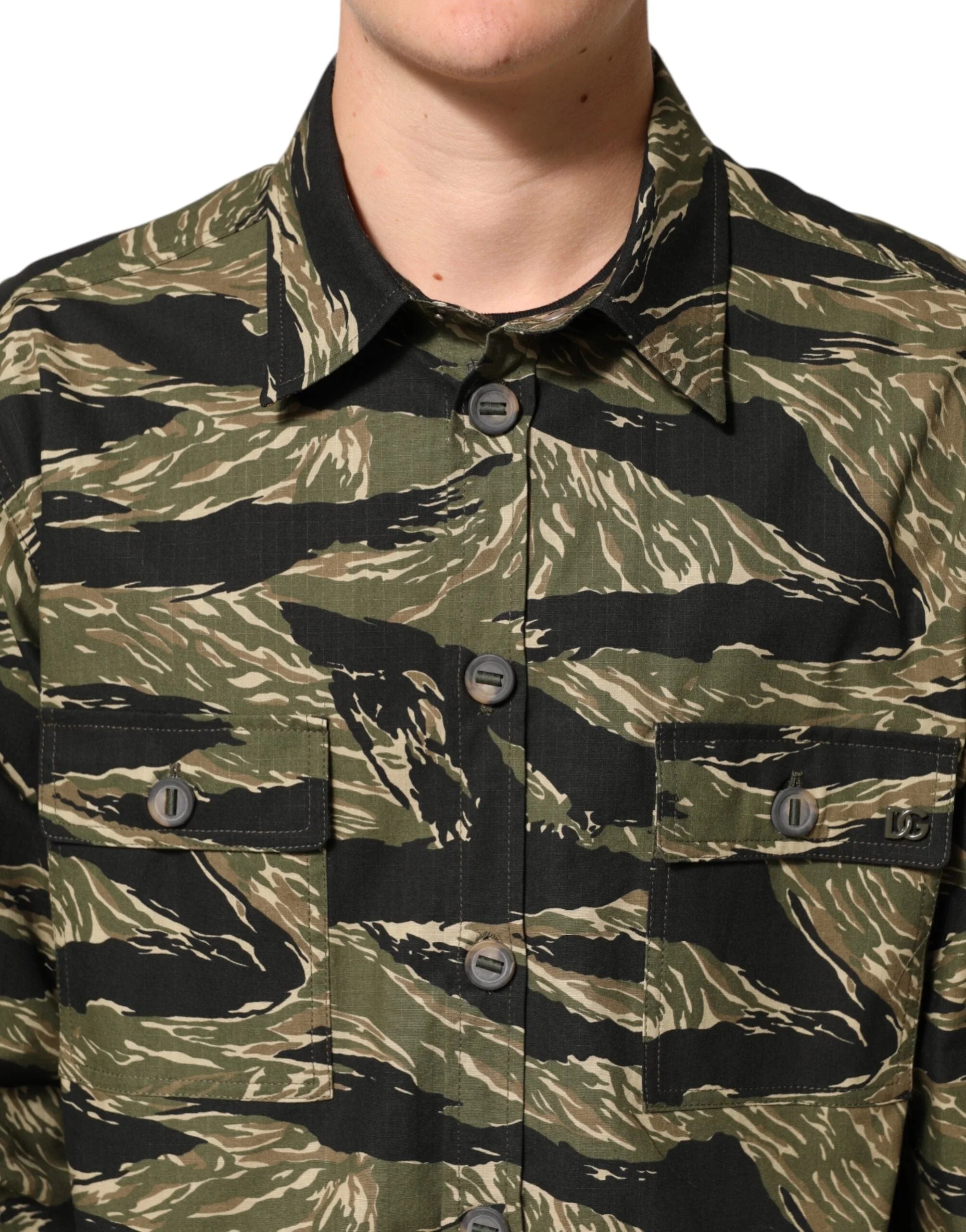 Dolce & Gabbana Multicolor Camouflage Cotton Casual Shirt - IT54 | XL - Shirts