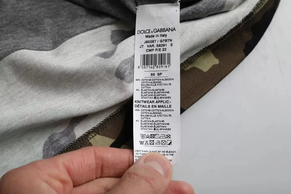 Dolce & Gabbana Multicolor Camouflage Cotton Crew Neck Men T-shirt - IT50 | L - T-Shirts