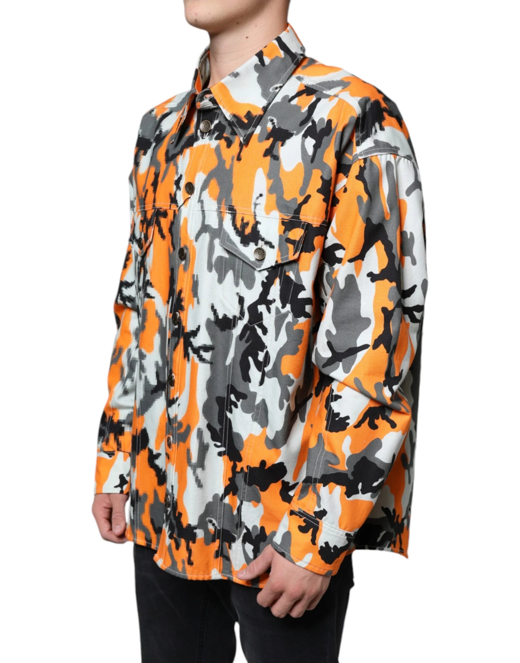 Dolce & Gabbana Multicolor Camouflage Cotton Denim Collared Jacket - IT42 | XS - Trucker Jackets