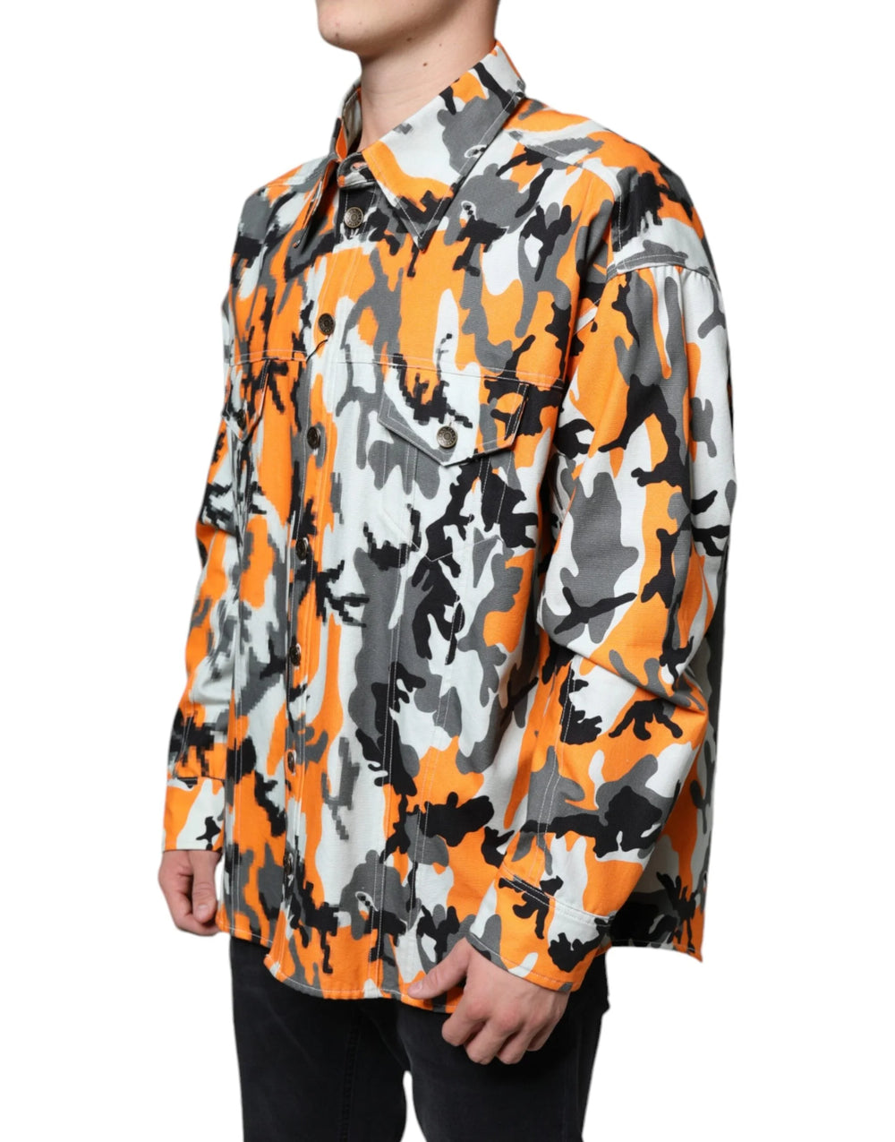 Dolce & Gabbana Multicolor Camouflage Cotton Denim Collared Jacket - IT42 | XS - Trucker Jackets