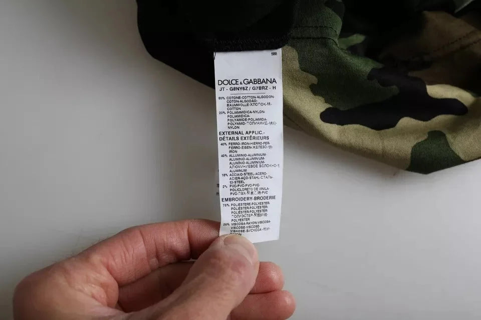 Dolce & Gabbana Multicolor Camouflage Cotton Round Neck Men T-shirt - IT46 | S - T-Shirts