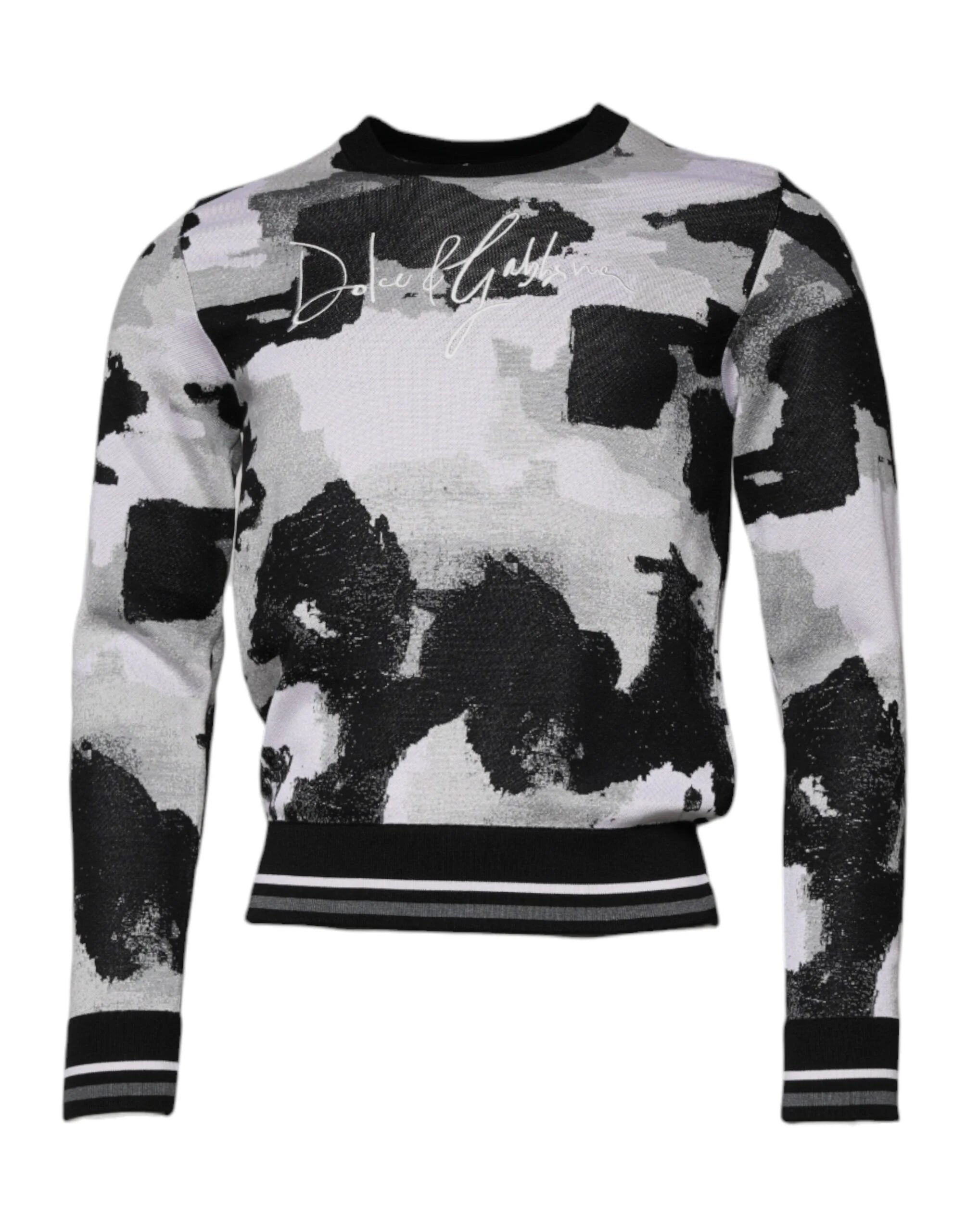 Dolce & Gabbana Multicolor Camouflage Crew Neck Men Pullover Sweater - IT46 | S - Sweaters