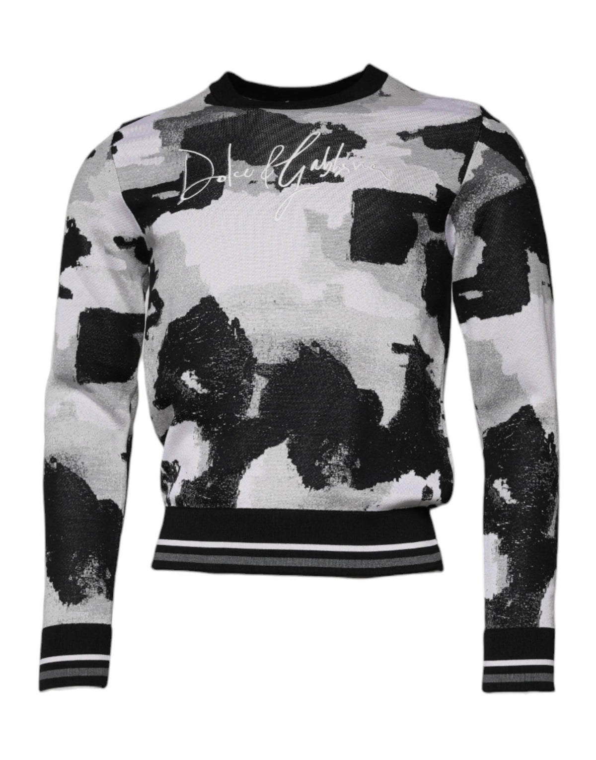 Dolce & Gabbana Multicolor Camouflage Crew Neck Men Pullover Sweater - IT46 | S - Sweaters