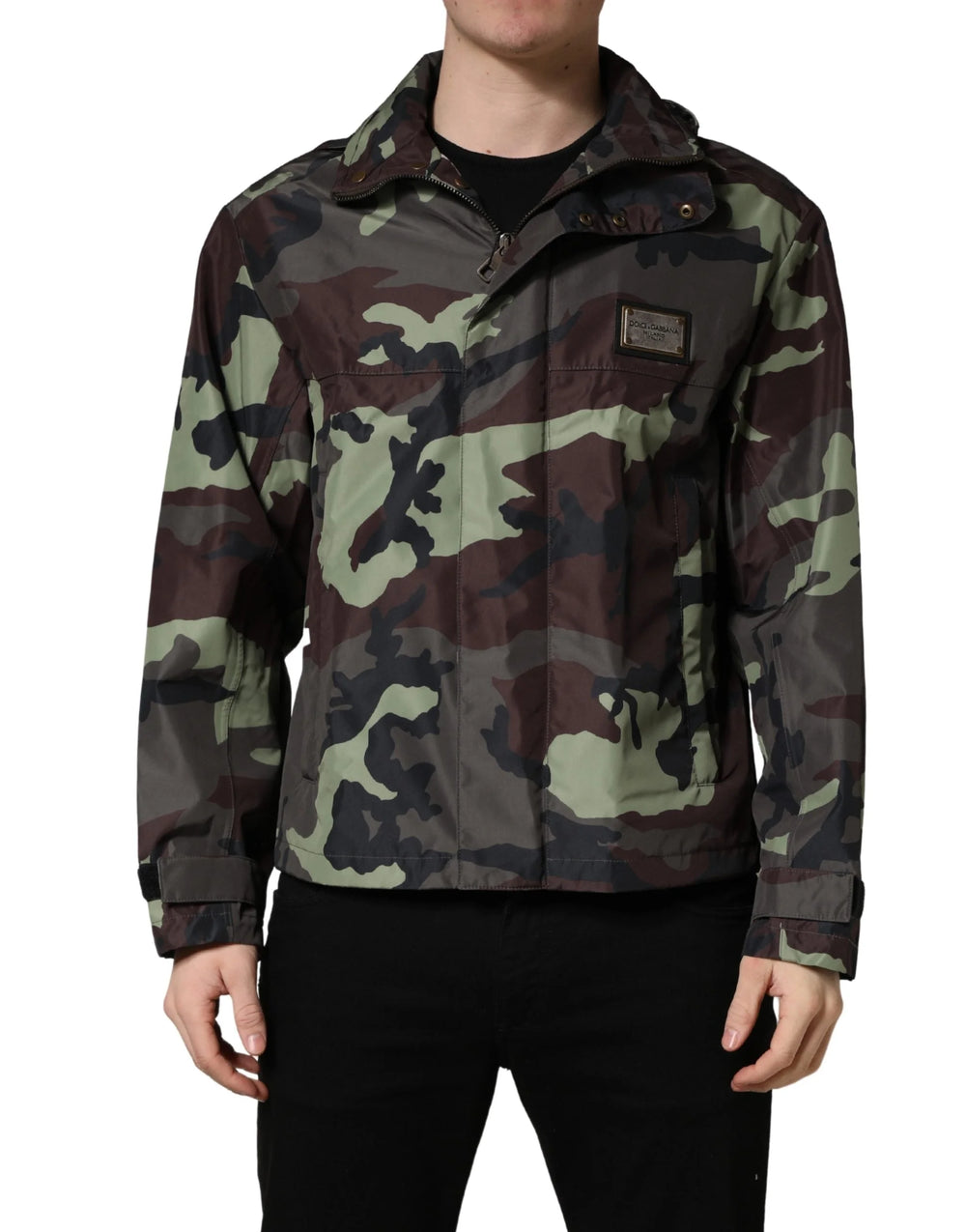 Dolce & Gabbana Multifarvet Camouflage Hættet Bomber Jakke - IT46 | S