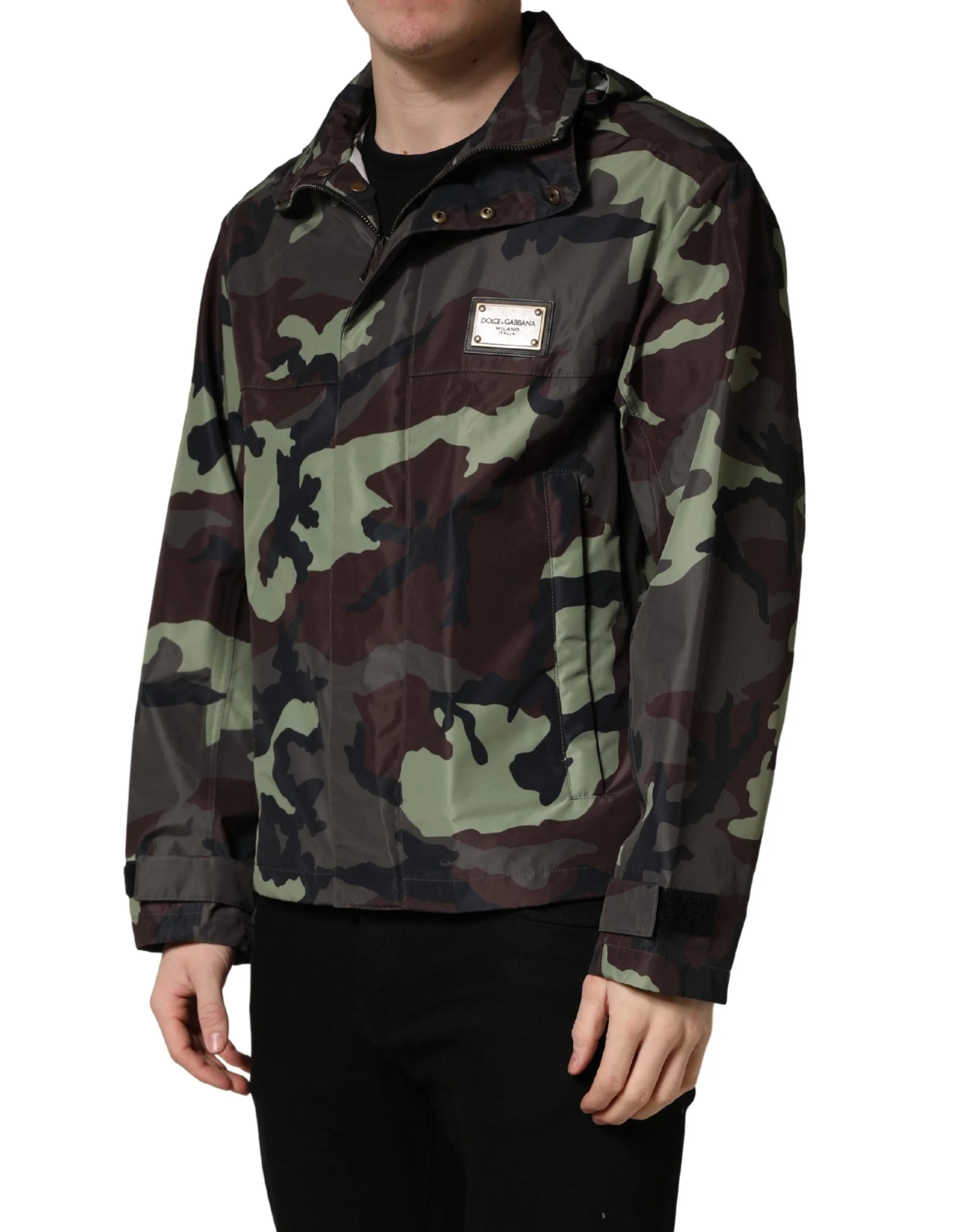 Dolce & Gabbana Multifarvet Camouflage Hættet Bomber Jakke - IT46 | S