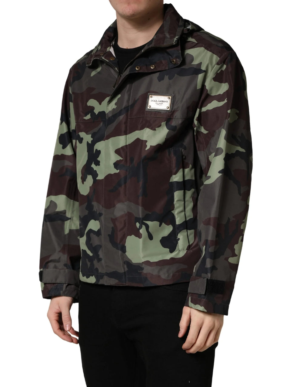 Dolce & Gabbana Multifarvet Camouflage Hættet Bomber Jakke - IT46 | S