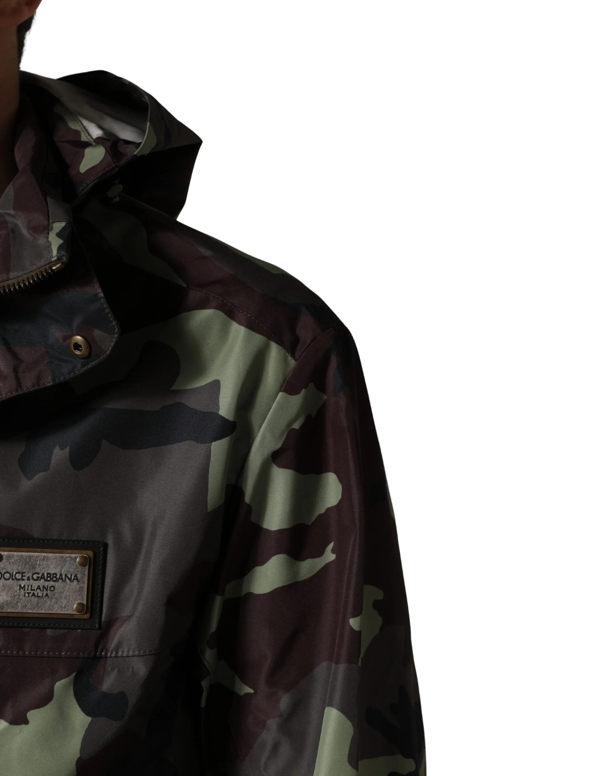 Dolce & Gabbana Multifarvet Camouflage Hættet Bomber Jakke - IT46 | S