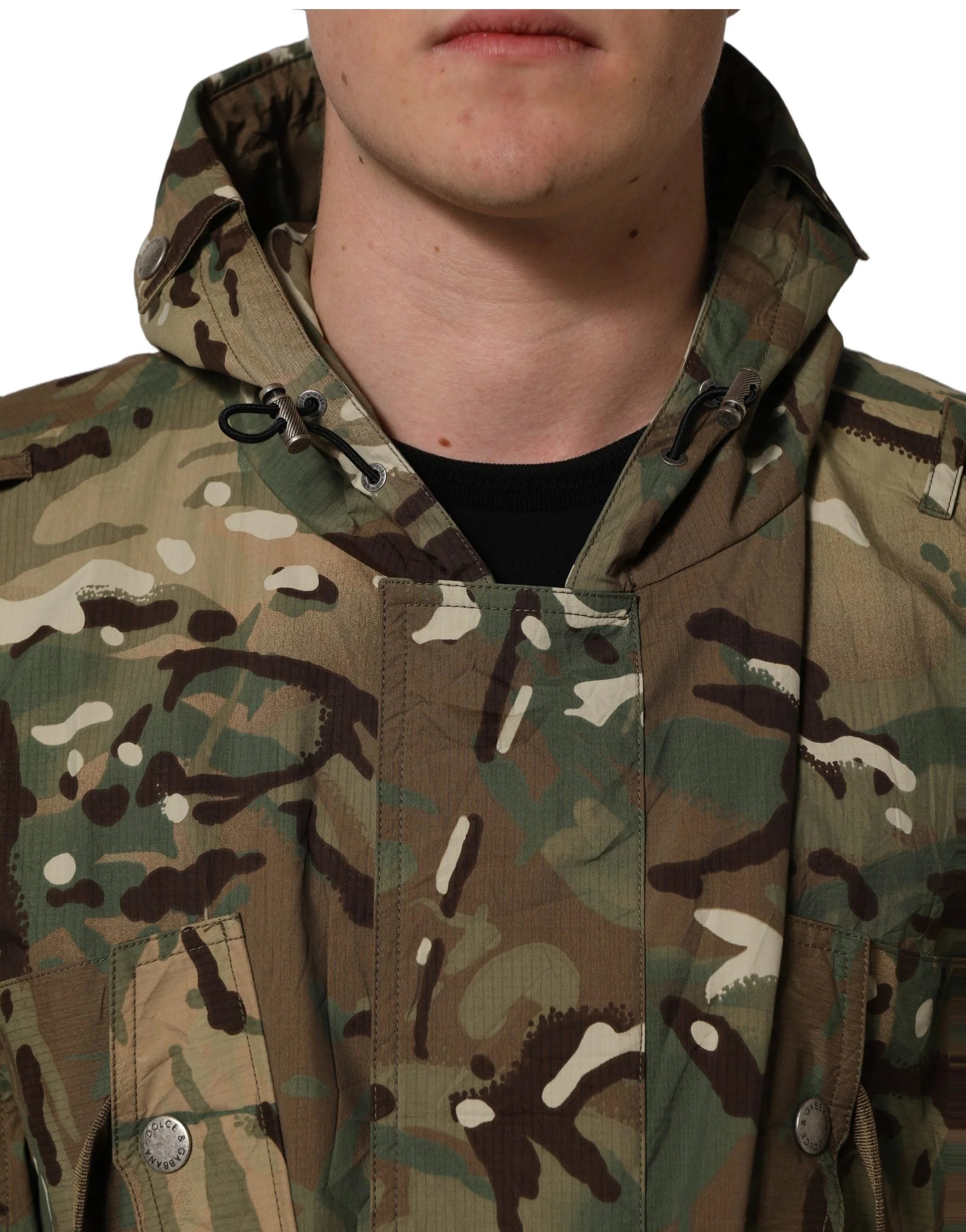 Dolce & Gabbana Multicolor Camouflage Hooded Coat Jacket - IT54 | XL
