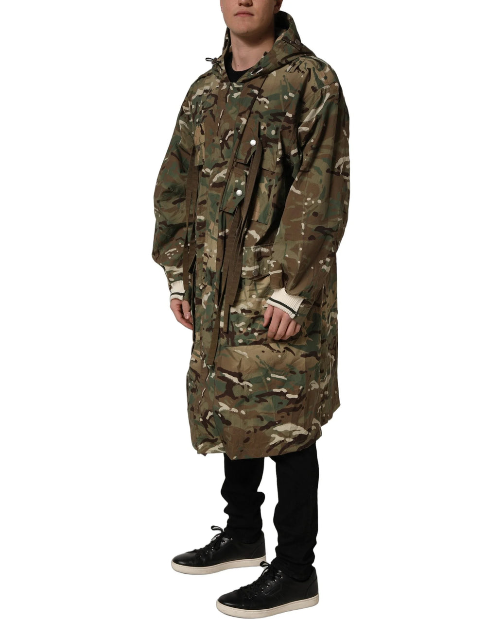 Dolce & Gabbana Multicolor Camouflage Hooded Coat Jacket - IT54 | XL