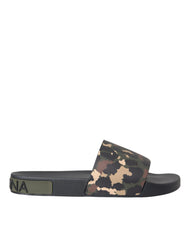Dolce & Gabbana Multicolor Camouflage Leather Beachwear Men Shoes - EU41/US8 - Sandals