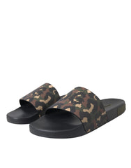 Dolce & Gabbana Multicolor Camouflage Leather Beachwear Men Shoes - EU41/US8 - Sandals