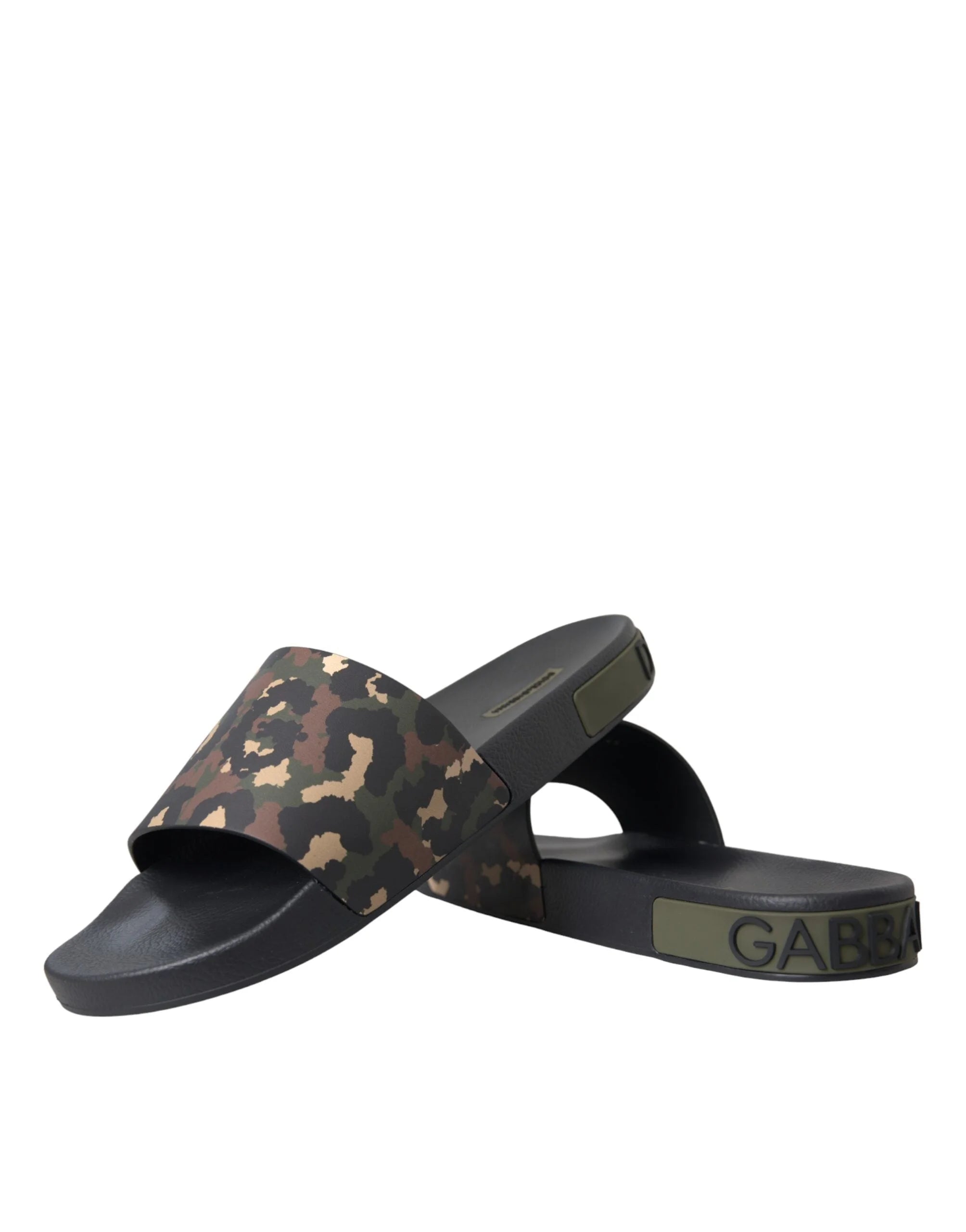 Dolce & Gabbana Multicolor Camouflage Leather Beachwear Men Shoes - EU41/US8 - Sandals