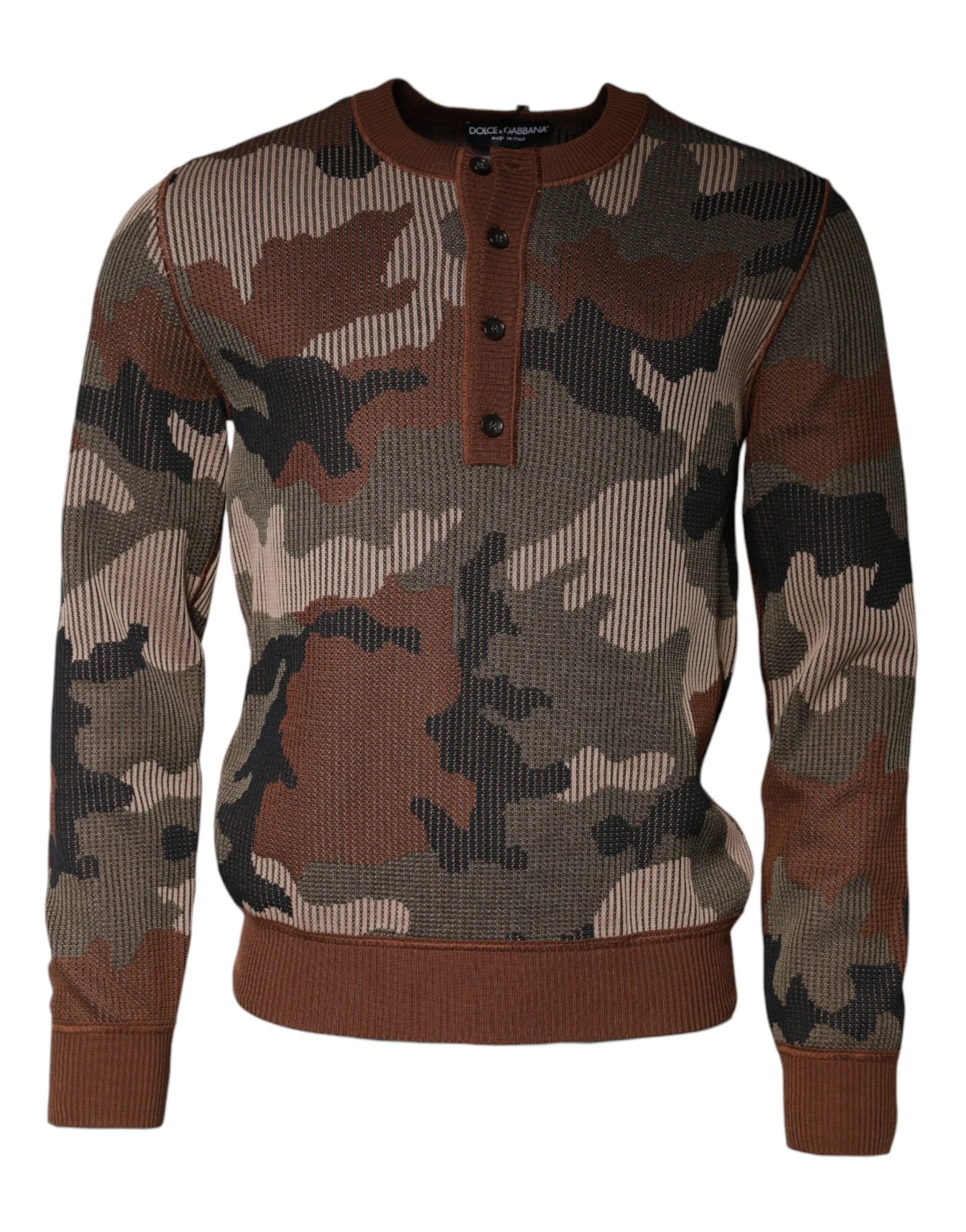Dolce & Gabbana Multicolor Camouflage Men Pullover Sweater - IT48 | M - Sweaters
