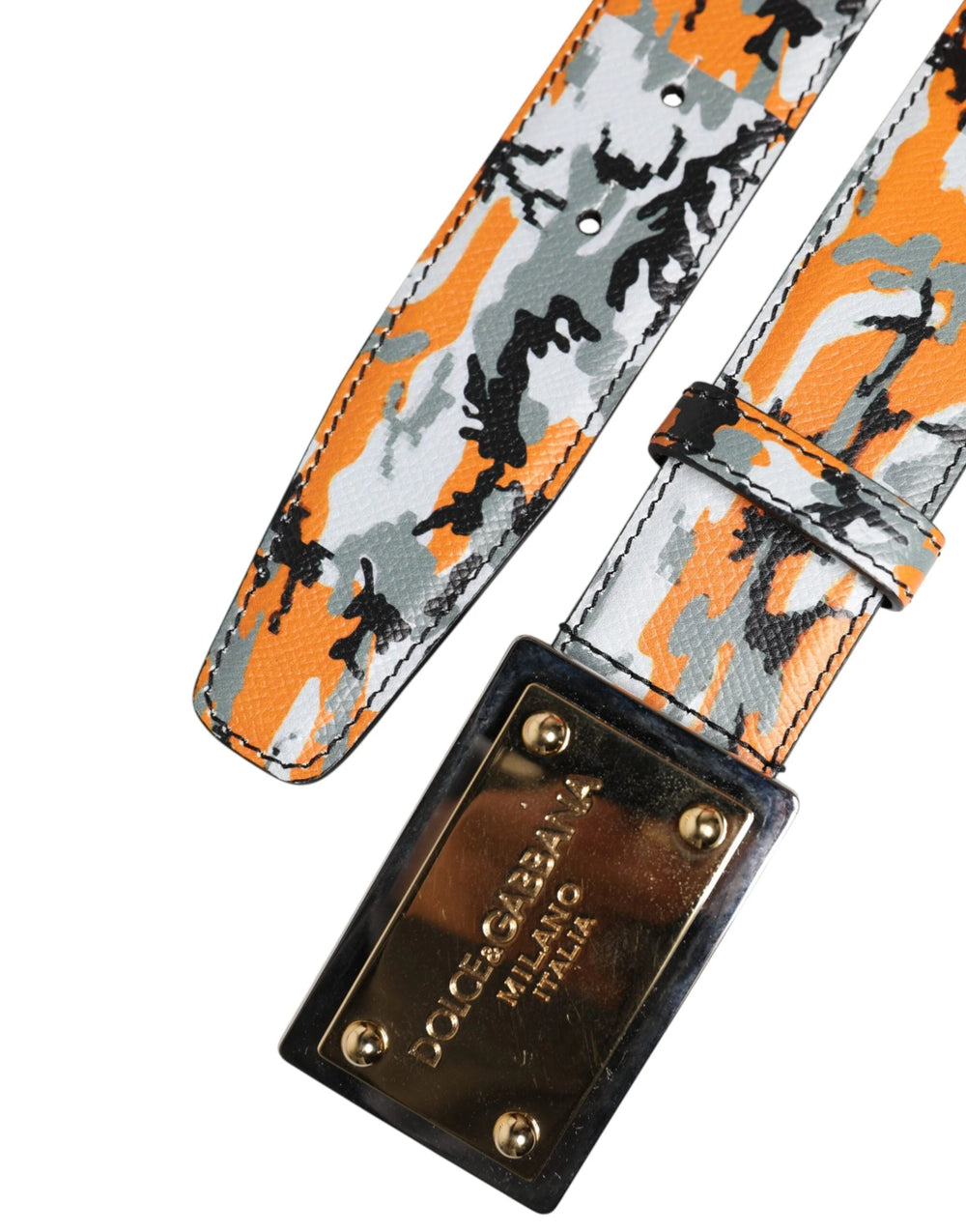 Dolce & Gabbana Multicolor Camouflage Metal Logo Buckle Belt - 90 cm / 36 Inches - Belts