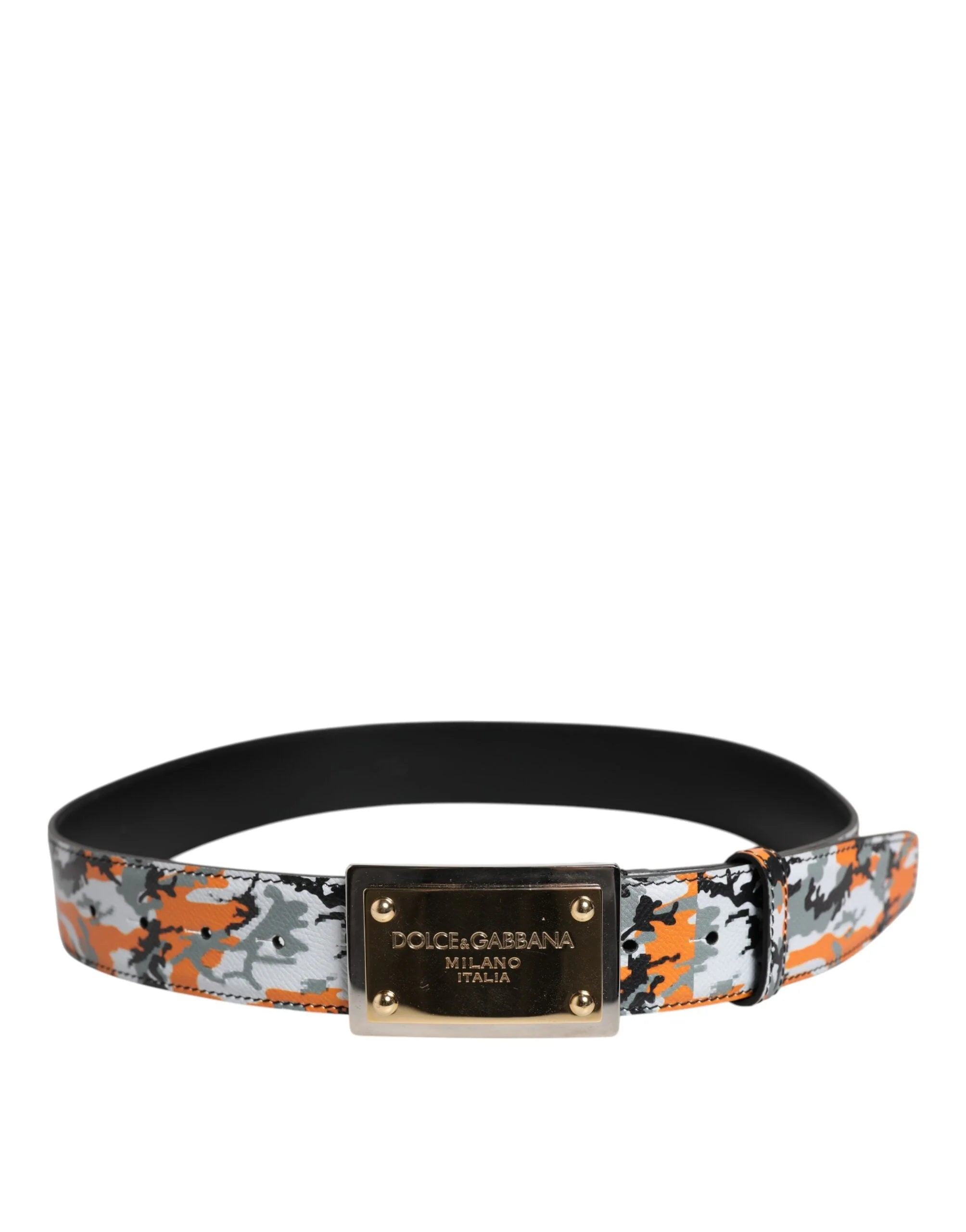 Dolce & Gabbana Multicolor Camouflage Metal Logo Buckle Belt - 90 cm / 36 Inches - Belts