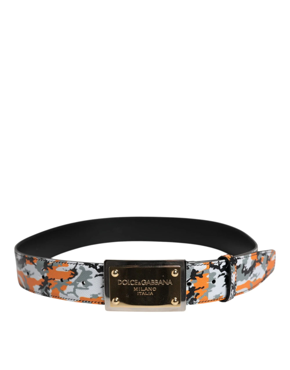 Dolce & Gabbana Multicolor Camouflage Metal Logo Buckle Belt - 90 cm / 36 Inches - Belts