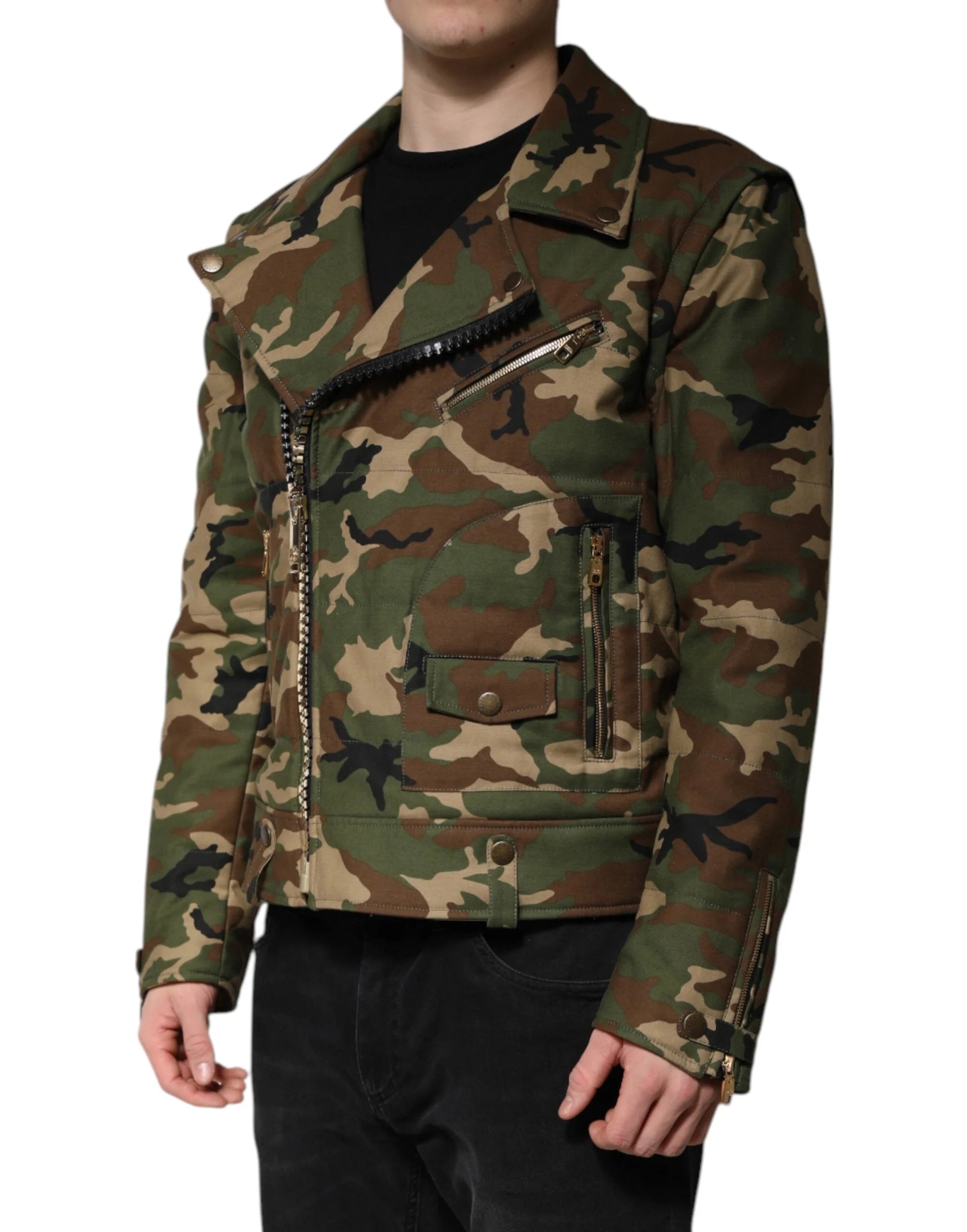 Dolce & Gabbana Multicolor Camouflage Nylon Biker Jacket - IT52 | XL - Bomber Jackets