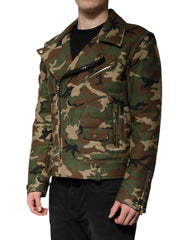 Dolce & Gabbana Multicolor Camouflage Nylon Biker Jacket - IT52 | XL - Bomber Jackets