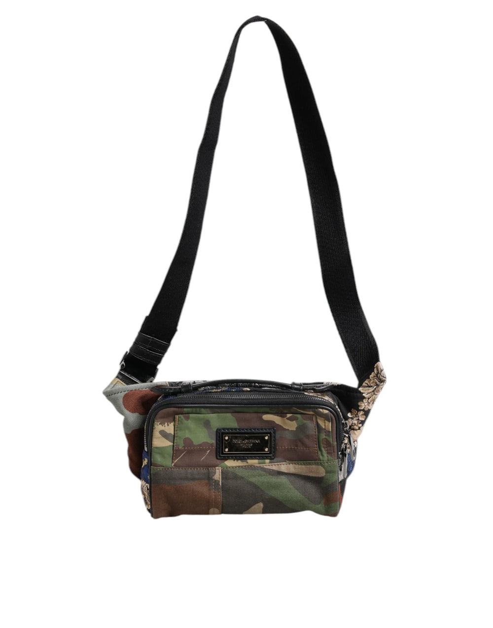Dolce & Gabbana Multicolor Camouflage Patchwork Logo Waist Fanny Pack Bag - Fanny Packs