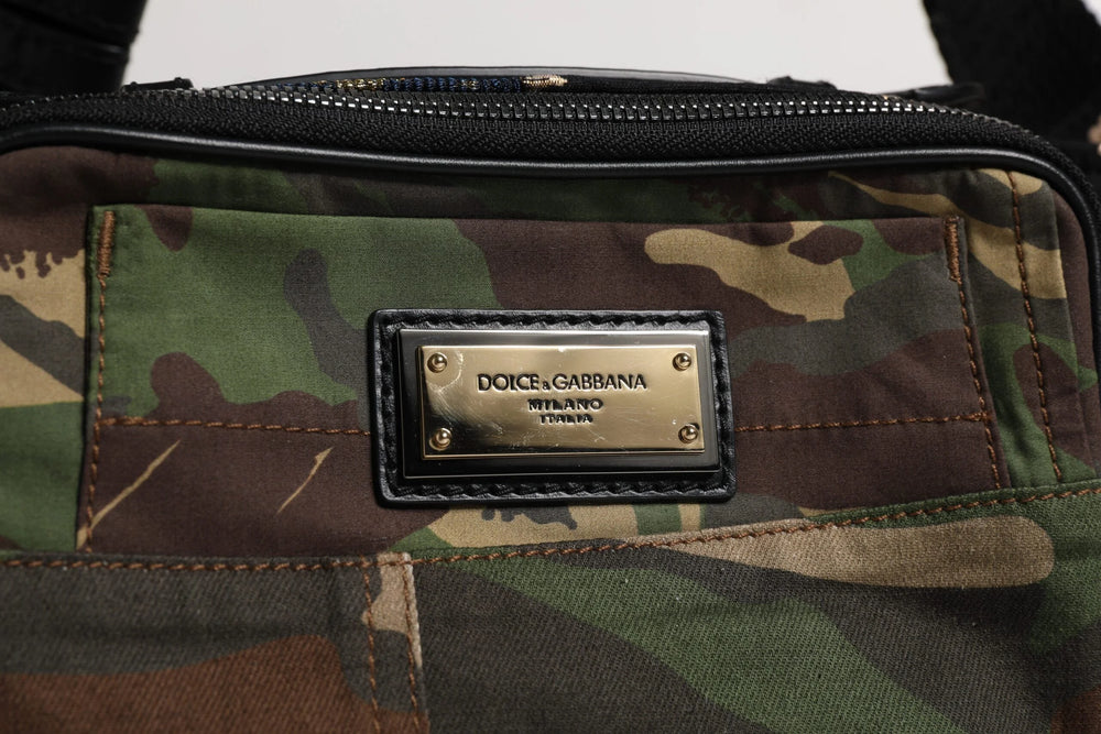 Dolce & Gabbana Multicolor Camouflage Patchwork Logo Waist Fanny Pack Bag - Fanny Packs